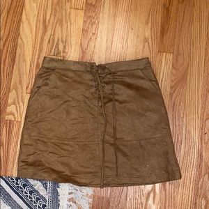 Brown high wasted leather (like) skirt